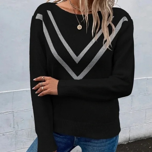 Cozy chevron pattern sweater top - Picture 5 of 6